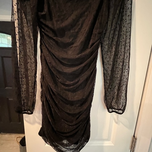 Elegant Black Dress with Sheer Sleeves - Picture 2 of 10